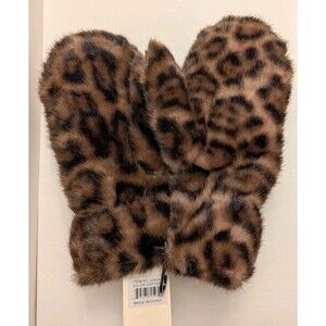NWT ComfyLuxe Leopard Print Faux Fur Mittens Glam Kitchie Quiet Luxury Chunky